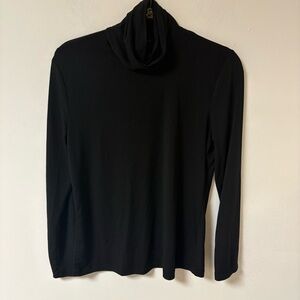 Susan Lawrence Black Turtleneck Long Sleeve Top Polyester Blend Large